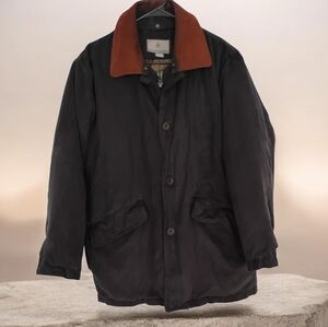 Rainforest Black Field Barn Coat Removable Down Filled Lining & Leather Collar M